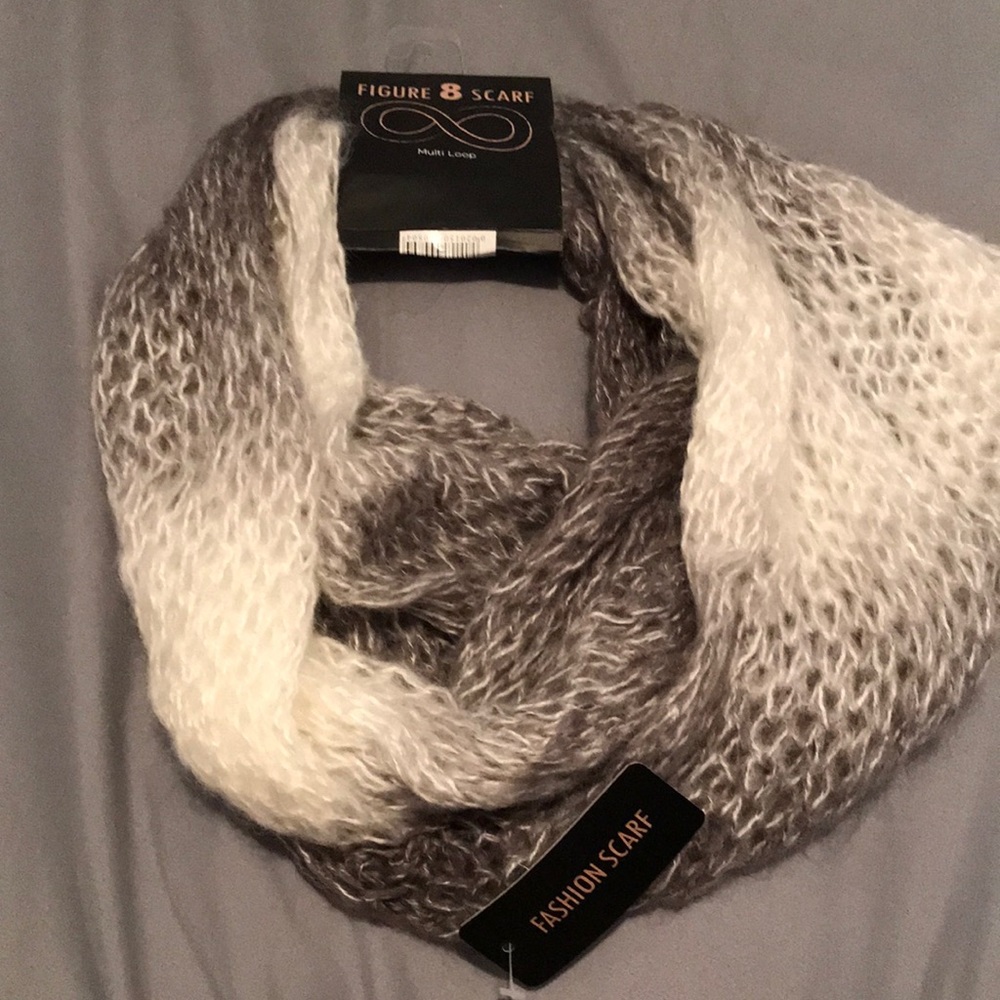 Multi loop scarf new greys and white